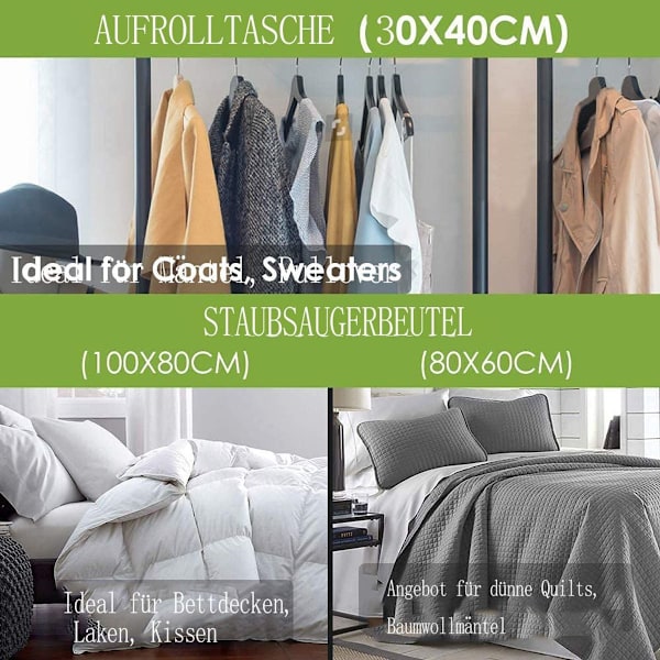 BoxLegend vakuumposer 10 stk 100x80cm 80x60cm opbevaringsposer rejse KLB