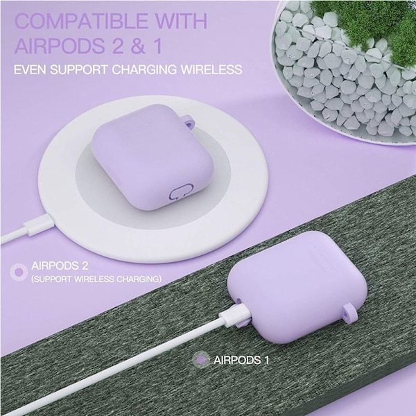 Airpod-etui, silikone Airpod-etui med lilla