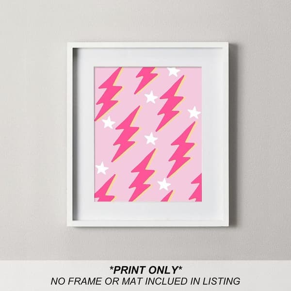 Pink og hvid vægkunst til soveværelset