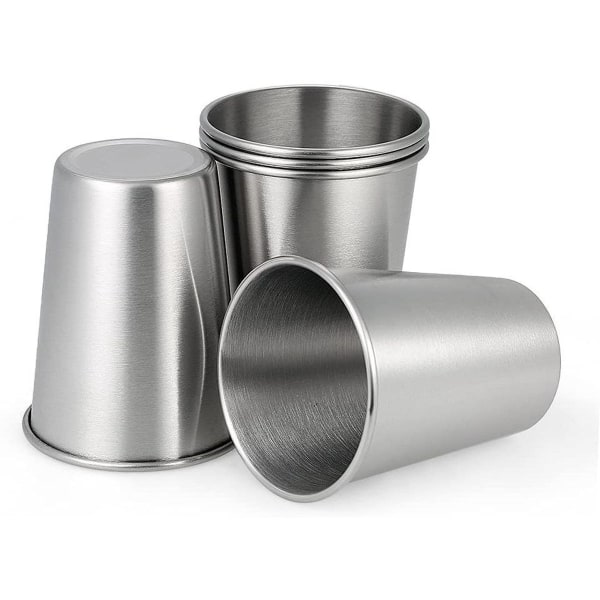 Pakke med 5 kopper i rustfrit stål, kop i rustfrit stål, stabelbare kopper, 350 ml