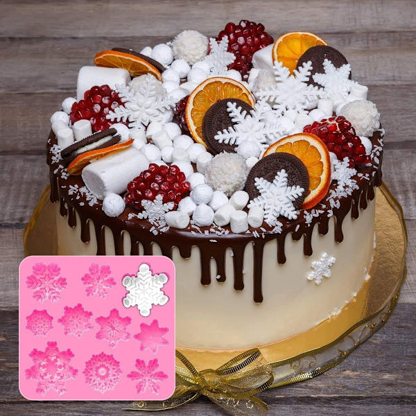 2 kpl 3D-lumihiutale Fondant-muotti Joulu Lumihiutale Silikoni