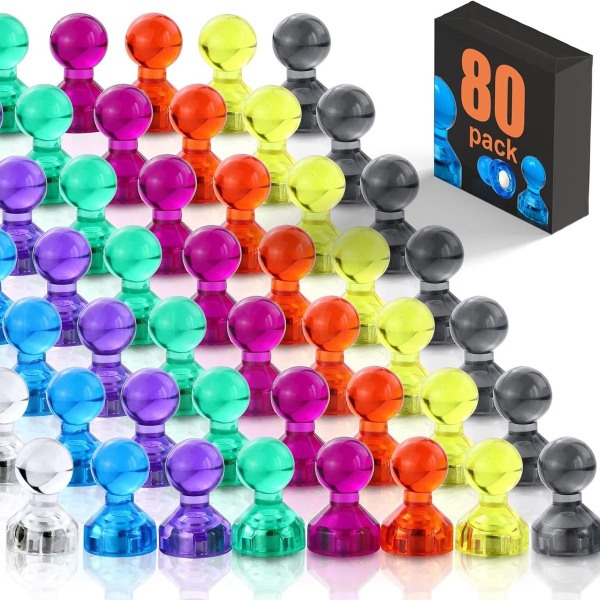 Fargerike neodymmagneter, 40 minimagnetiske negler sterke magneter push-negler KLB
