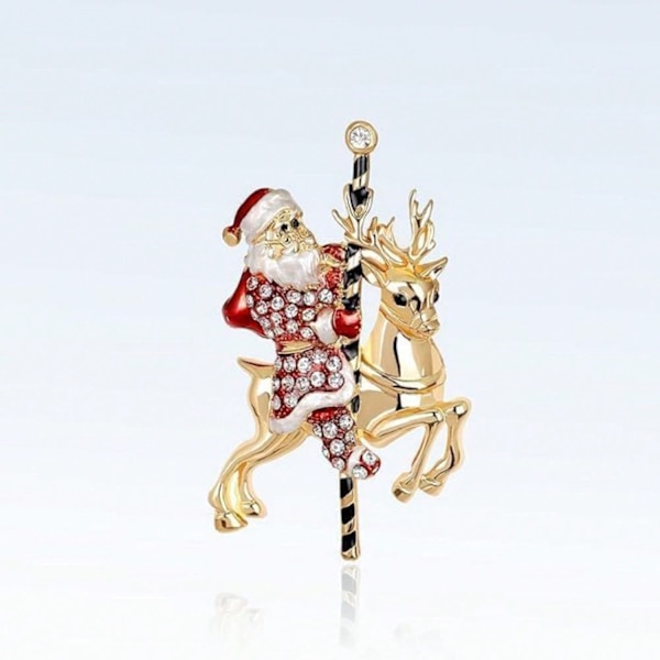Julebroche, emaljeret julebroche med diamanter, vintage julebroche til kvinder og piger, julepynt til julepynt