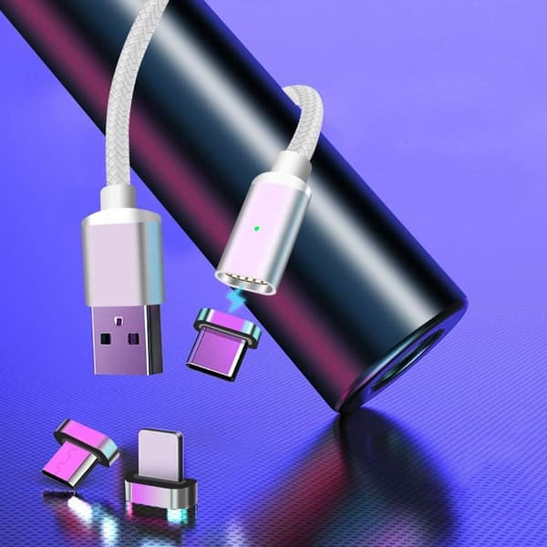 Magnetisk USB-C-laddningskabel [3-pack 1,5 m] Magnet Typ C Silver