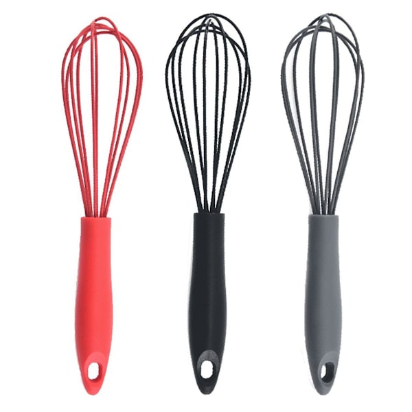 Silikonvisp i rostfritt stål, 3-pack, röd + svart + grå, KLB