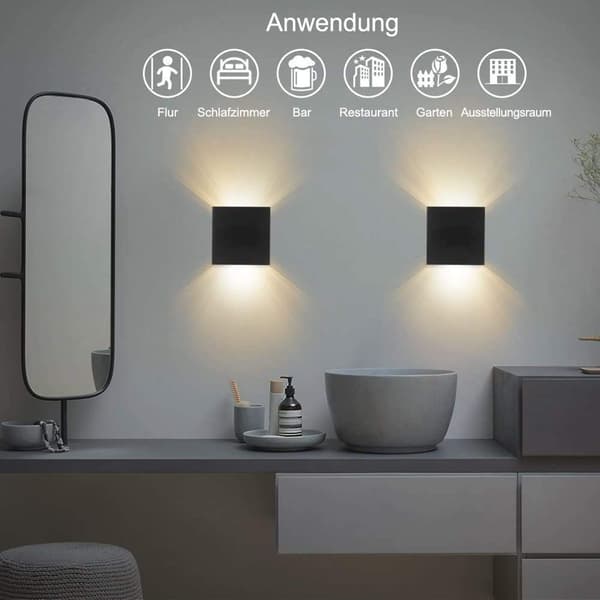 GHB 7W LED væglampe med justerbar sort KLB