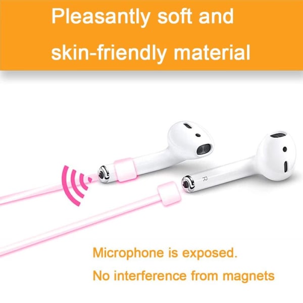 2 par Airpods-stropper kompatible for AirPods, rosa stropp
