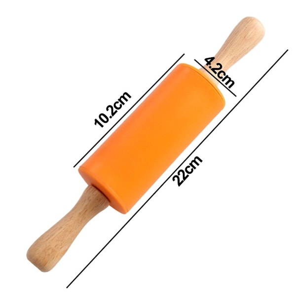 Silikone kagerulle til bagning - Non-stick træoverflade, orange KLB
