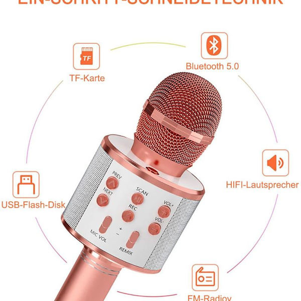 Karaoke-mikrofon, trådløs Bluetooth-mikrofon til børn, sjove gaver,