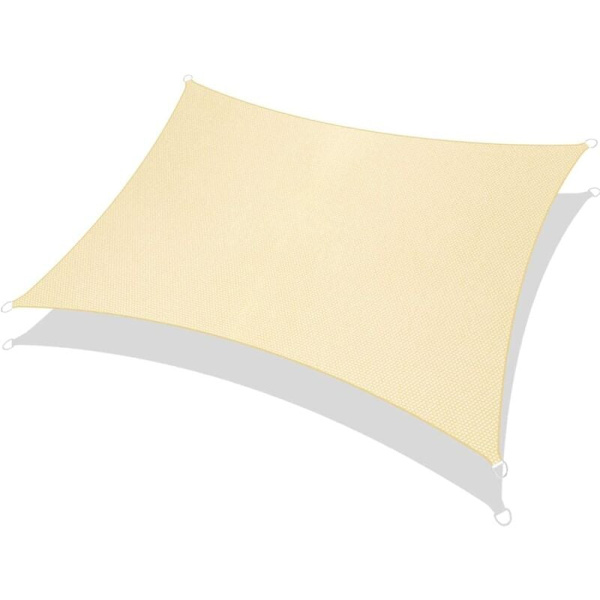 Rektangulär sandskugga segel 3 × 5 meter, Vattentät canvas 95% UV-strålskydd, för utomhus, trädgård & terrass, gräsmatta, däckpergola KLB