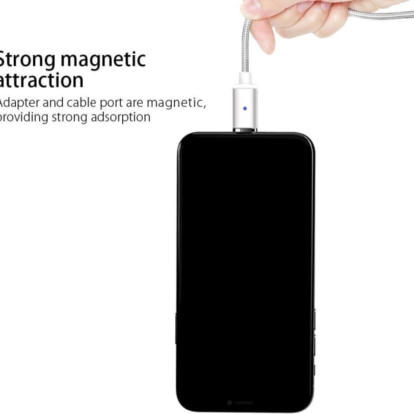 LAMA Magnetic USB C Laddningskabel (3 st 1,5M] Magnet Silver KLB