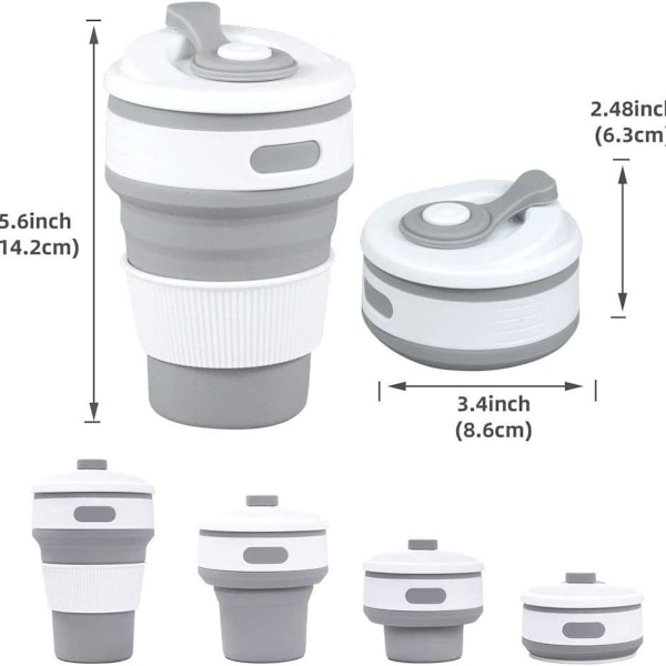 Återanvändbara Camping- och Resesilikonvikbara Koppar - (2-pack, 350 ml) KLB
