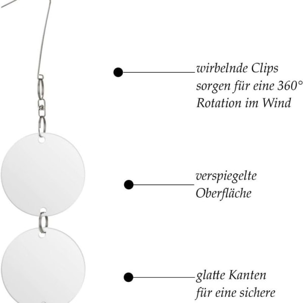 Fugleskræmmende skiver til haven. 16 reflekterende rustfrie stålskiver som fugleskræmsel