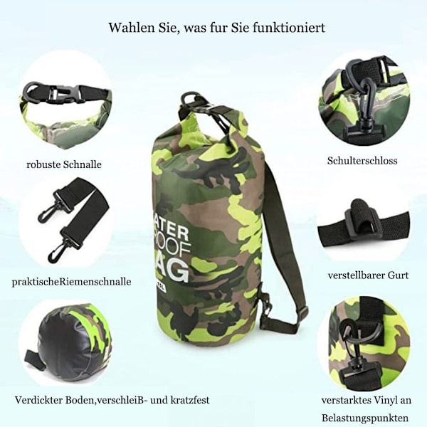 Vattentät pack sack torr ryggsäck strandväska torr väska 15L KLB