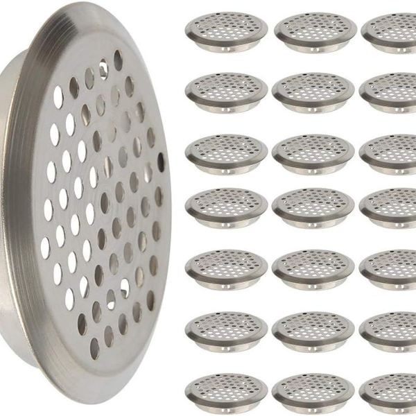 50-pack ventilationsgaller, ventilationshål i rostfritt stål, ventilationsgaller, runda