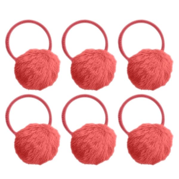 Pom pom elastiska hårband pom hårband sömlösa hårsnoddar röda