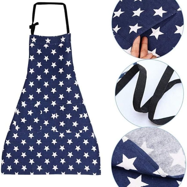 Kvinnors matlagningsförkläde med fickstjärna förkläde. Justerbart förkläde för kvinnor