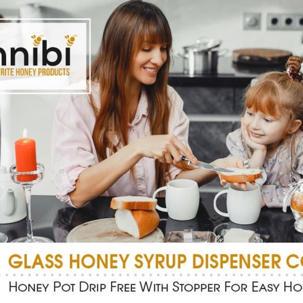 Ingen dryp glas honning eller ahornsirup dispenser - smuk honningkage skænker