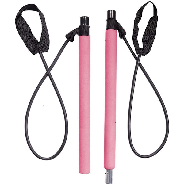 Pilates Bar-set med Motståndband, Multifunktionell Bärbar Hemträning Rosa