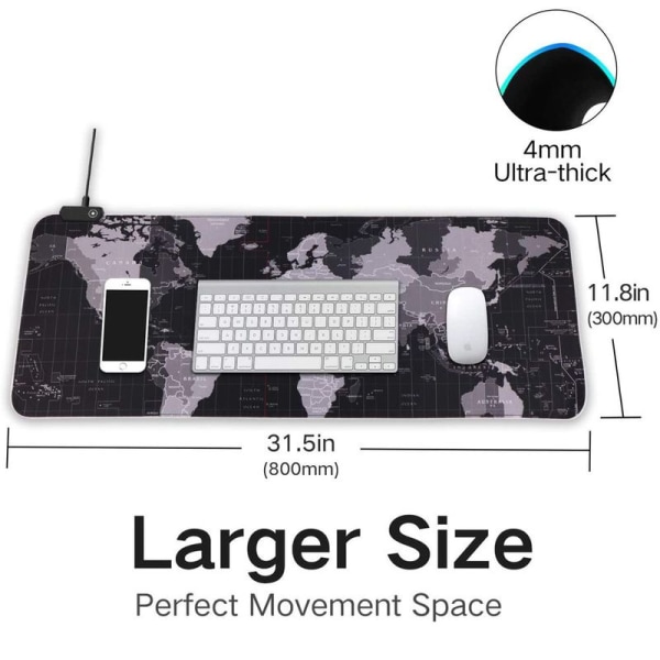 RGB Gaming Musematte LED Musematte Glatt Overflate Kort 800x300x4mm