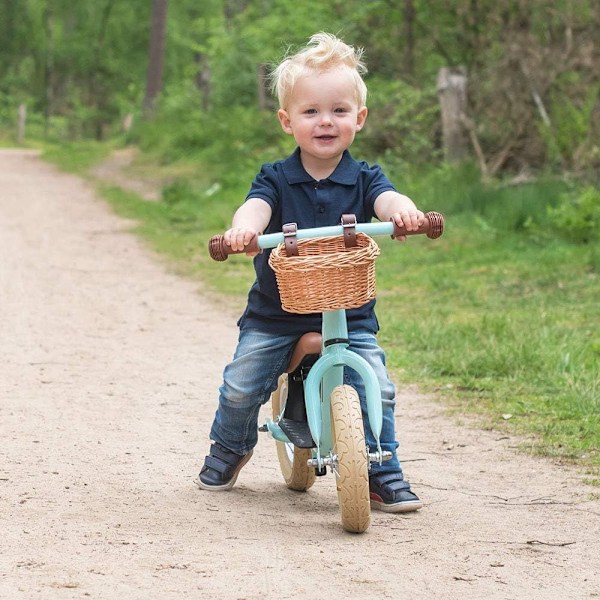 Cykelkurv til børn, forreste styrekurv, flettet kurv i pil, hængende kurv