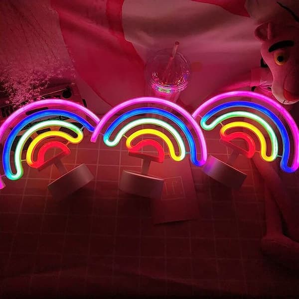 Neon LED Rainbow Nattlys med Base, Neon LED Lys KLB