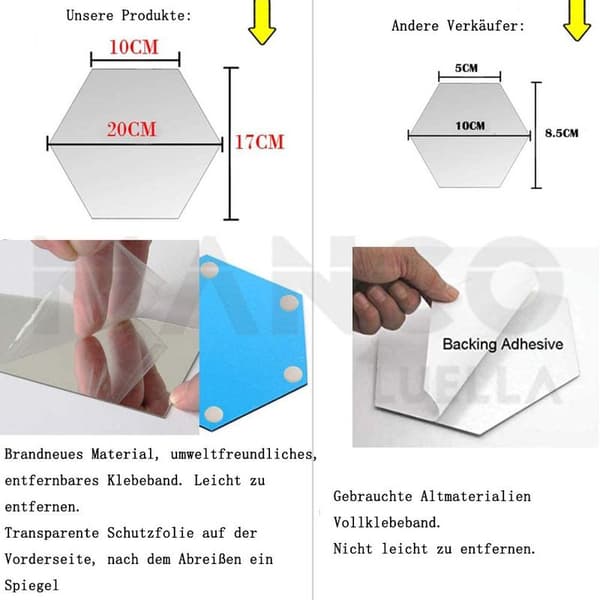 Hexagonala akrylväggsdekaler Heminredning