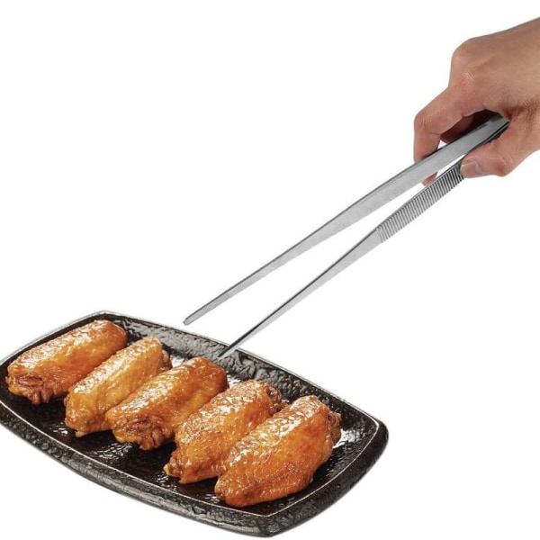 Rustfrit stålkøkkentang, 30 cm lang grilltang, grillkødspincet,
