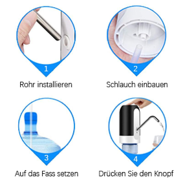 Vatten Dispenser Elektrisk Bärbar USB Laddning 5 Gallon Flaska Vattenpump