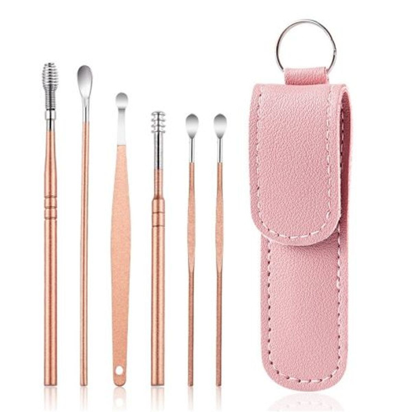 Nagelsax i rostfritt stål, set med 6 st (rosa)