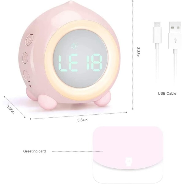 Barnevekkerklokke Lysende LED Digital Nattlys Intelligent USB Musikk Lysende Kalender Barn Jente Gutt Baby Dyrk for å sove