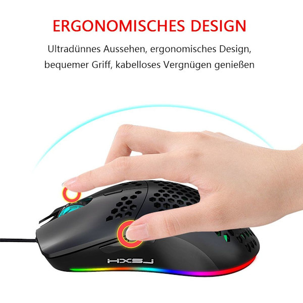 Gaming mus med 6400 DPI optisk sensor, gaming mus 6 programmerbar