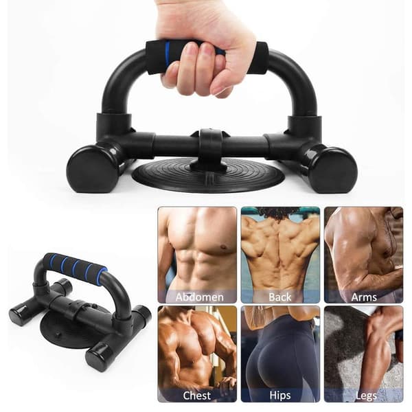 Push-up håndtak anti-skli, push-up stenger laget av solid metall, push-up håndtak blå