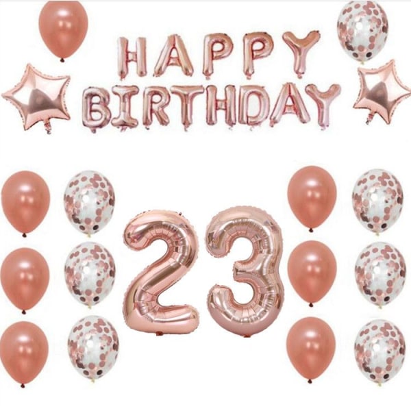 23. syntymäpäivän ilmapallot, 23. syntymäpäivän ilmapallot, 23. syntymäpäivän koristeet tytöille, 23. syntymäpäivän koristeet, Happy Birthday Kit vaaleanpunaiset ilmapallot