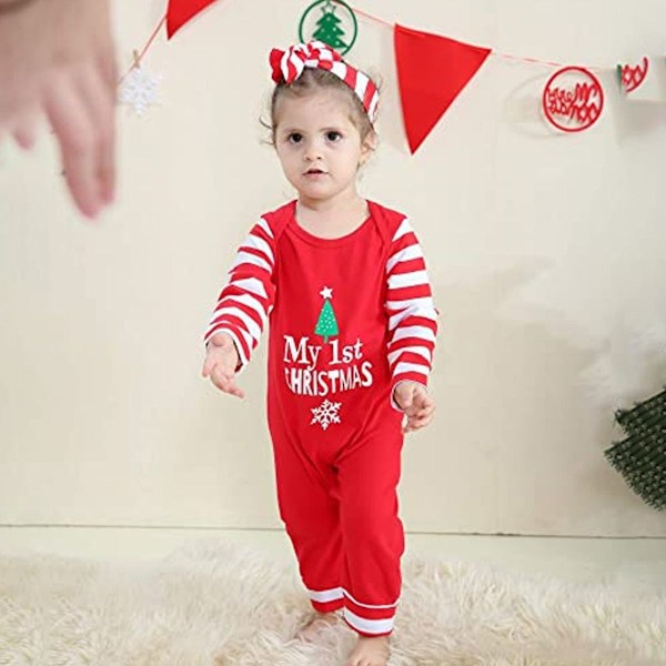 Nyfödda Babyflickor Pojkar Julkläder, Romper, 1:a Julen - 73cm KLB