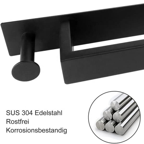 Håndklædeholder i rustfrit stål, selvklæbende, uden huller, 40 cm