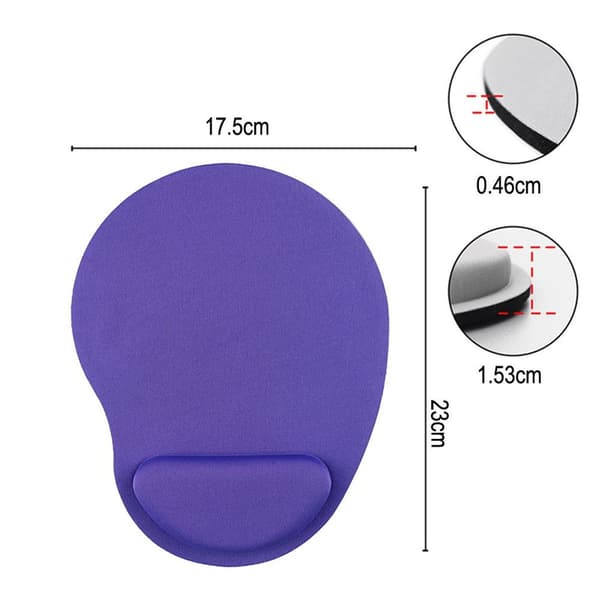 Kontormusematte med gelhåndleddsbeskyttelse. Spillmusematte lilla
