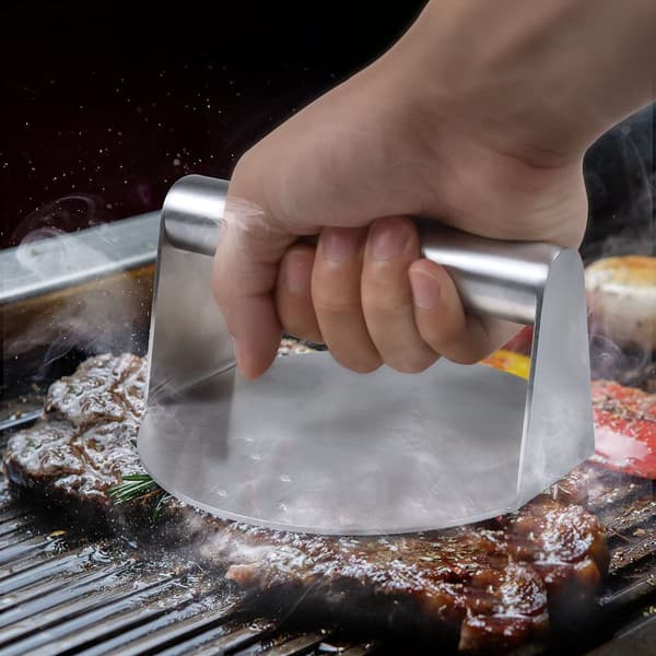 Burgerpresse i rustfritt stål for hamburgere, karbonader, BBQ, non-stick