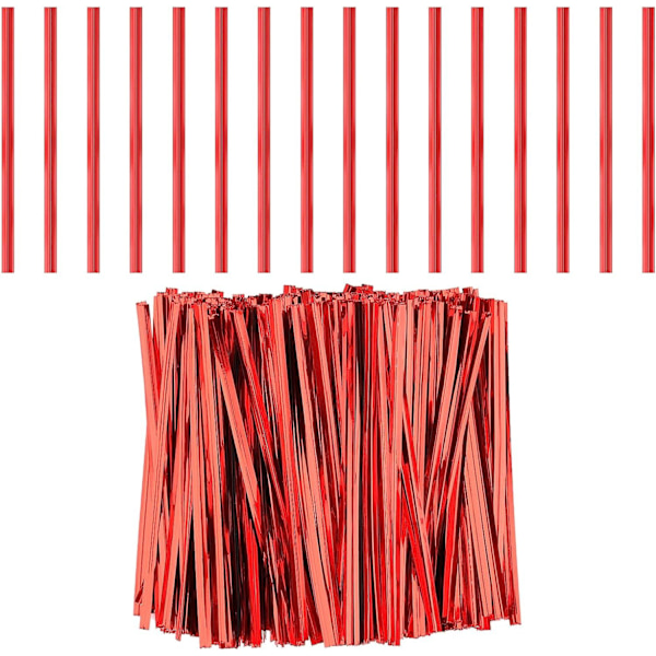 800 stk 10 cm metalliske vriddere, vriddere for kaffeposer godteriposer snacks kaker festutstyr (rød) pynt juleatmosfære