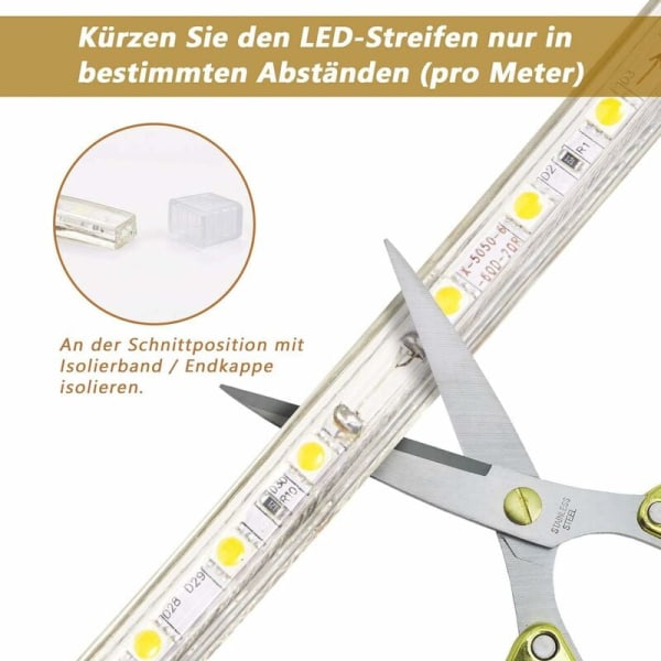 LED-stripe med bryter 1M LED-stripe 220V IP65 Vanntett LED-lysstripe, Blå KLB