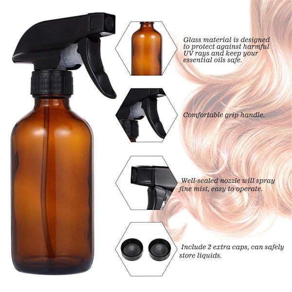 4-pack tomma sprayflaskor, glasflaskor, med justerbart sprayhuvud.