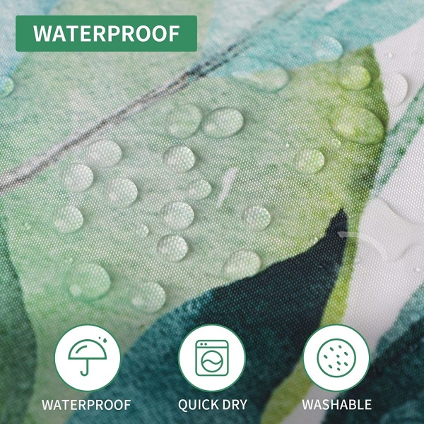 Blommig duschdraperi med 12 krokar (grön), vattentät duschdraperi av polysilikon, maskintvättbar, snabbtorkande, 180x180 cm för -