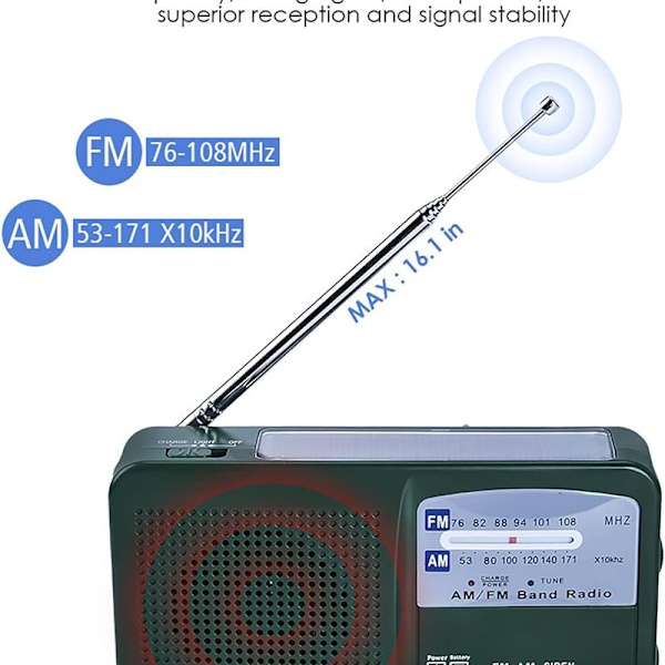 Bærbar Nødradio Solradio Kurv AM FM Radio med LED Lommelygte USB Port