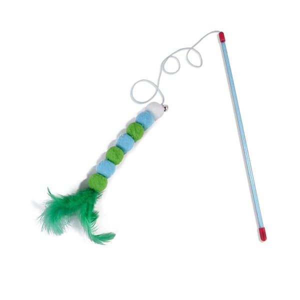 Katt- och hunddjur Retractable Teaser Stick Teasing Flirting Rod Fun Interaction(Grön)
