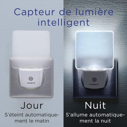 Integrert LED nattlys, 2 stk, med automatisk sensor, dag/natt