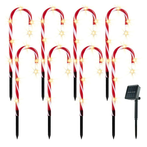Festive LED solcelle-fe lys - 8 stk julestjernelys KLB