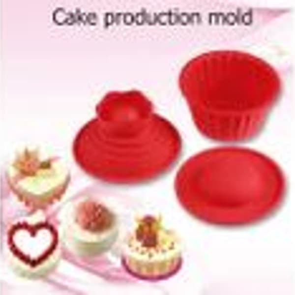 Gigant cupcakeform 3 stykker rød