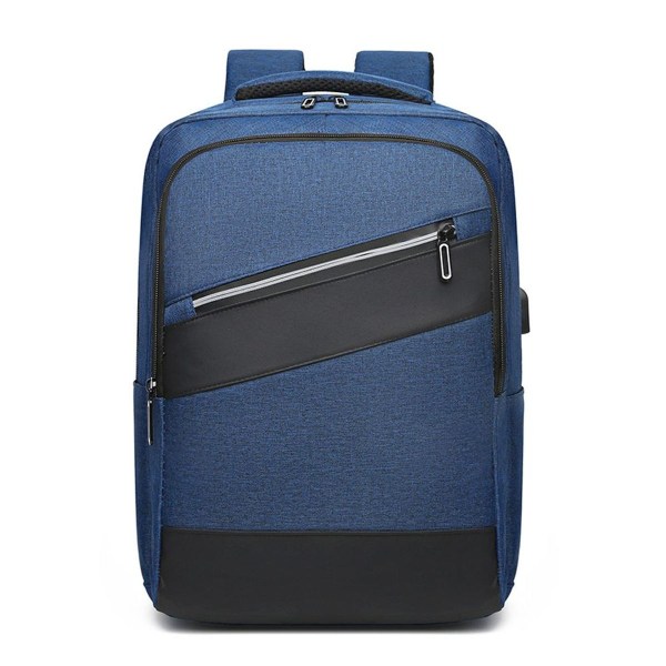 Laptopryggsäck, företagsryggsäck med USB laddningsport, blå