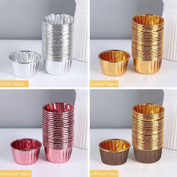 Cupcakeforme - Papir Muffinsforme, Kageforme, Papir Muffinskopper, Dekorationsforme til Cupcakes (Guld 200 stk/pakke)