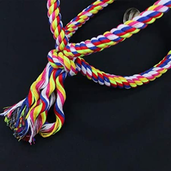 Fågel leksak med klocka papegoja tuggleksak bomull klättring rep justerbar papegoja leksak för parakiter ring diameter 18cm
